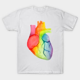 Watercolor Rainbow Heart (white) T-Shirt